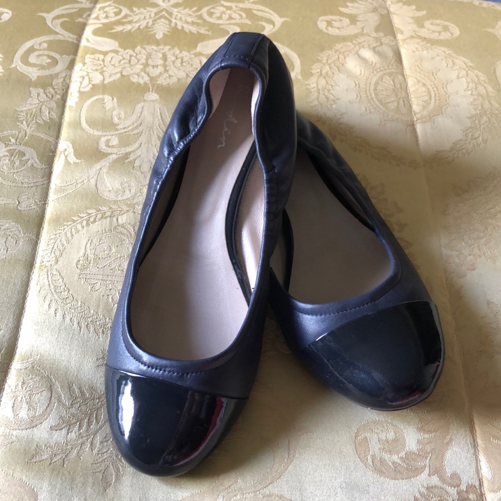 Boden Leather Ballet Flats Navy Blue
